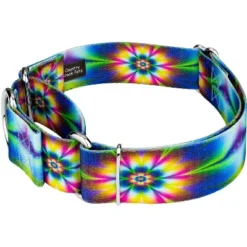 Country Brook Petz 2 Inch Tie Dye Flowers Martingale Dog Collar