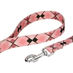 Country Brook Petz Premium Pink And Brown Argyle Collar And Leash -Pet Shop GUEST 25ec15ae 9fbb 4b74 a152 ed2a5dfff933