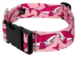 Country Brook Petz 1 1/2 Inch Deluxe Pink Sharks Dog Collar