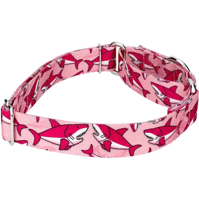 Country Brook Petz Pink Sharks Martingale Dog Collar And Leash 4 Country Brook Petz Pink Sharks Martingale Dog Collar And Leash - Image 2