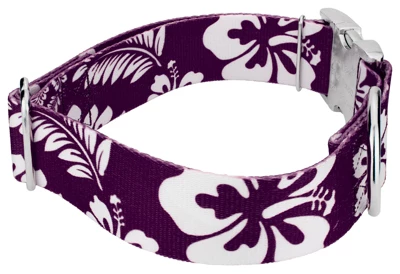 Country Brook Petz 1 1/2 Inch Premium Purple Hawaiian Dog Collar 4 Country Brook Petz 1 1/2 Inch Premium Purple Hawaiian Dog Collar - Image 2