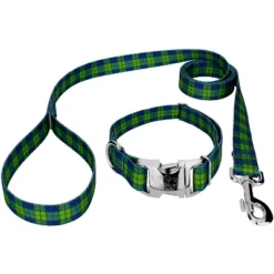Country Brook Petz Premium Blue And Green Plaid Dog Collar And Leash -Pet Shop GUEST 65d1f713 402c 4c0b bd9a 17406587f04b