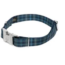 Country Brook Petz Premium Navy Plaid Dog Collar