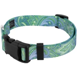Country Brook Petz Deluxe Green Paisley Dog Collar - Made In The U.S.A. (3/4 Inch, Small)