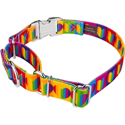 Country Brook Petz Rainbow Hearts Martingale Dog Collar With Premium Buckle (1 Inch, Large) 4 Country Brook Petz Rainbow Hearts Martingale Dog Collar With Premium Buckle (1 Inch, Large) - Image 2
