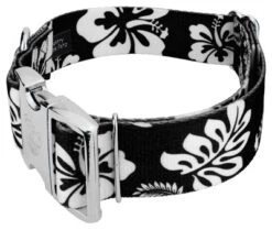 Country Brook Petz 1 1/2 Inch Premium Black Hawaiian Dog Collar