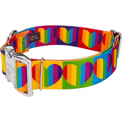 Country Brook Petz 1 1/2 Inch Premium Rainbow Hearts Dog Collar 3 Country Brook Petz 1 1/2 Inch Premium Rainbow Hearts Dog Collar