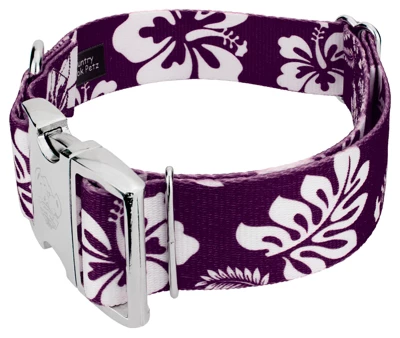 Country Brook Petz 1 1/2 Inch Premium Purple Hawaiian Dog Collar 3 Country Brook Petz 1 1/2 Inch Premium Purple Hawaiian Dog Collar