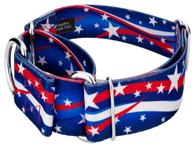 Country Brook Petz 1 1/2 Inch Star Spangled Martingale Dog Collar 3 Country Brook Petz 1 1/2 Inch Star Spangled Martingale Dog Collar
