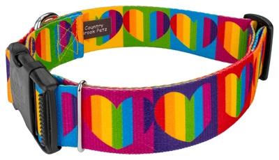 Country Brook Petz 1 1/2 Inch Deluxe Rainbow Hearts Dog Collar 5 Country Brook Petz 1 1/2 Inch Deluxe Rainbow Hearts Dog Collar - Image 3