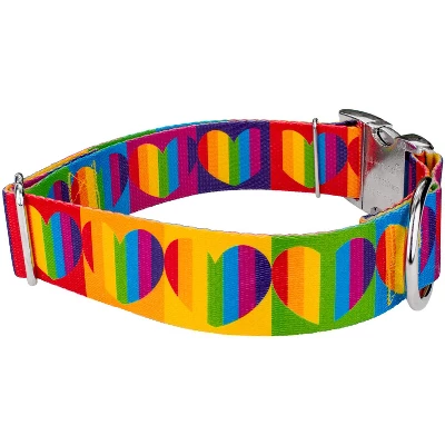 Country Brook Petz 1 1/2 Inch Premium Rainbow Hearts Dog Collar 4 Country Brook Petz 1 1/2 Inch Premium Rainbow Hearts Dog Collar - Image 2