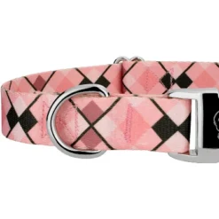 Country Brook Petz Premium Pink And Brown Argyle Collar And Leash -Pet Shop GUEST dfbc2ad9 043b 4c9c 957c 70c46cff5ea3