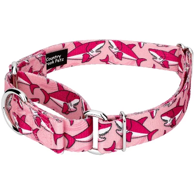 Country Brook Petz Pink Sharks Martingale Dog Collar And Leash 3 Country Brook Petz Pink Sharks Martingale Dog Collar And Leash